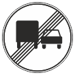 Дорожный знак 3.23 «Конец зоны запрещения обгона грузовым автомобилям» (металл 0,8 мм, I типоразмер: диаметр 600 мм, С/О пленка: тип В алмазная)